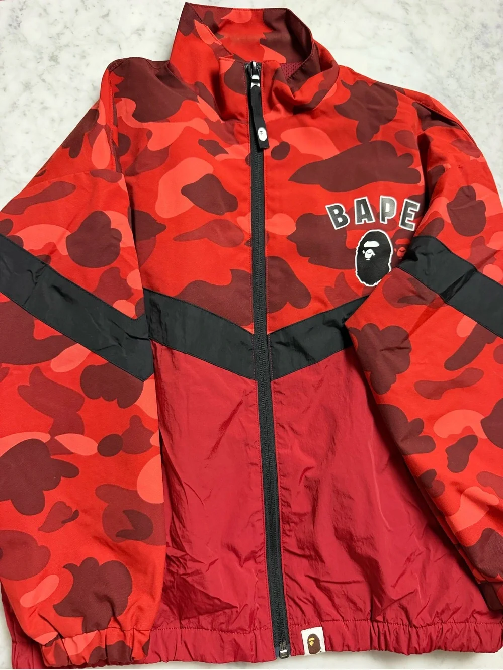 Bape Red Camo Panel Windbreaker Jacket - Men's